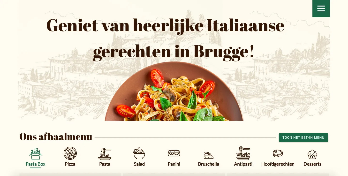 Restaurant website hero section