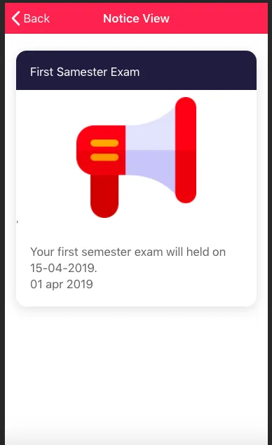 Student Management academic result screen