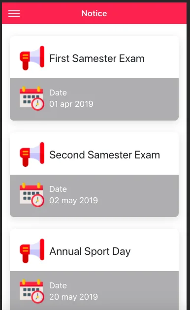 Student Management student profile result screen