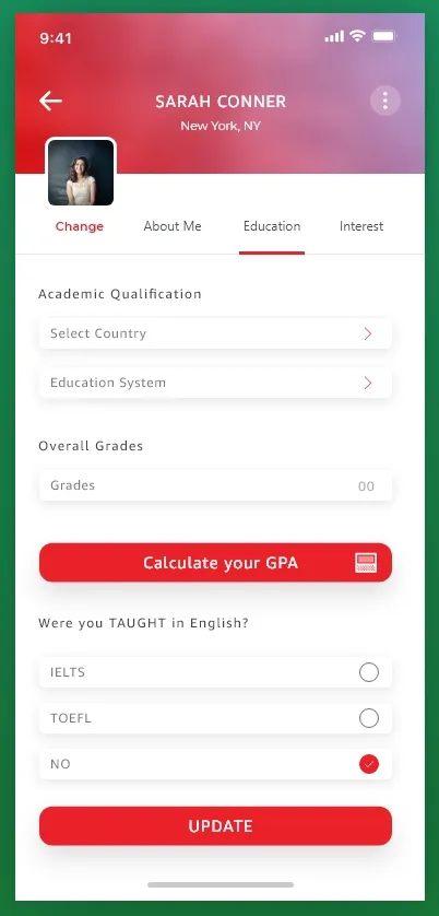 University mobile app second screen